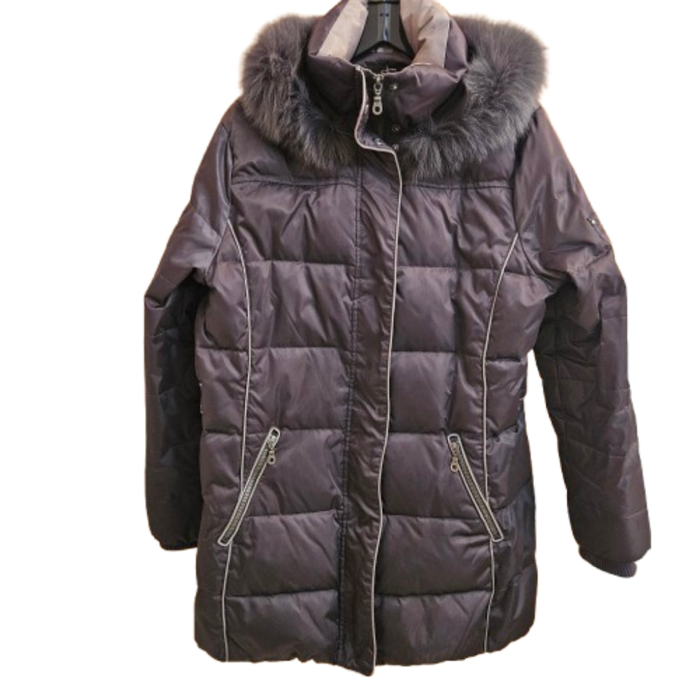 Jeno Neuman Dark Brown/Gray Puffer Coat with Hood SZ: L (14-16)